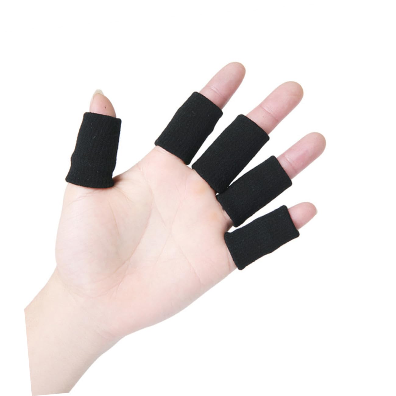 Nylon Finger Sleeves Protector Black 10Pcs Support Elastic Compression