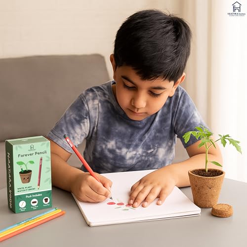 Image of Forever Pencil - Plantable pencil with Seed - Eco-Friendly Return Gifts for Birthday, cute stationery items and a Unique Gift for Girls and Boys (2Pencil,1CocoPot & 1Coin KIT, 3, count)