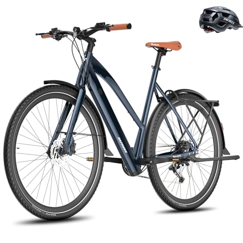 Fafrees F700W Bicicleta eléctrica, Bici eléctrica de Carretera de 250W para Adultos, Batería de 36V/10Ah, 700C*42C, Frenos de Disco Hidráulicos, 9-Velos Bici eléctrica Urbana, Alcance100KM (Azul)