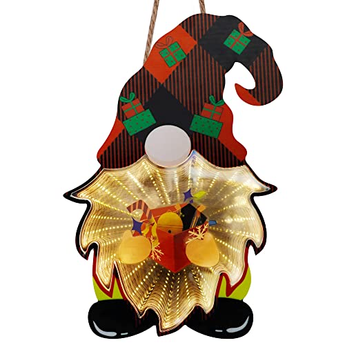 winemana Beleuchtete Weihnachtsdekorationen, LED-Leuchten, Zwerg zum Aufhängen, Weihnachtsdekoration, Unendlichkeitssymbol-Spiegel-Tunnel-Lichter für Fenster, Haustür, Innen- und Außenbereich, Party Cover