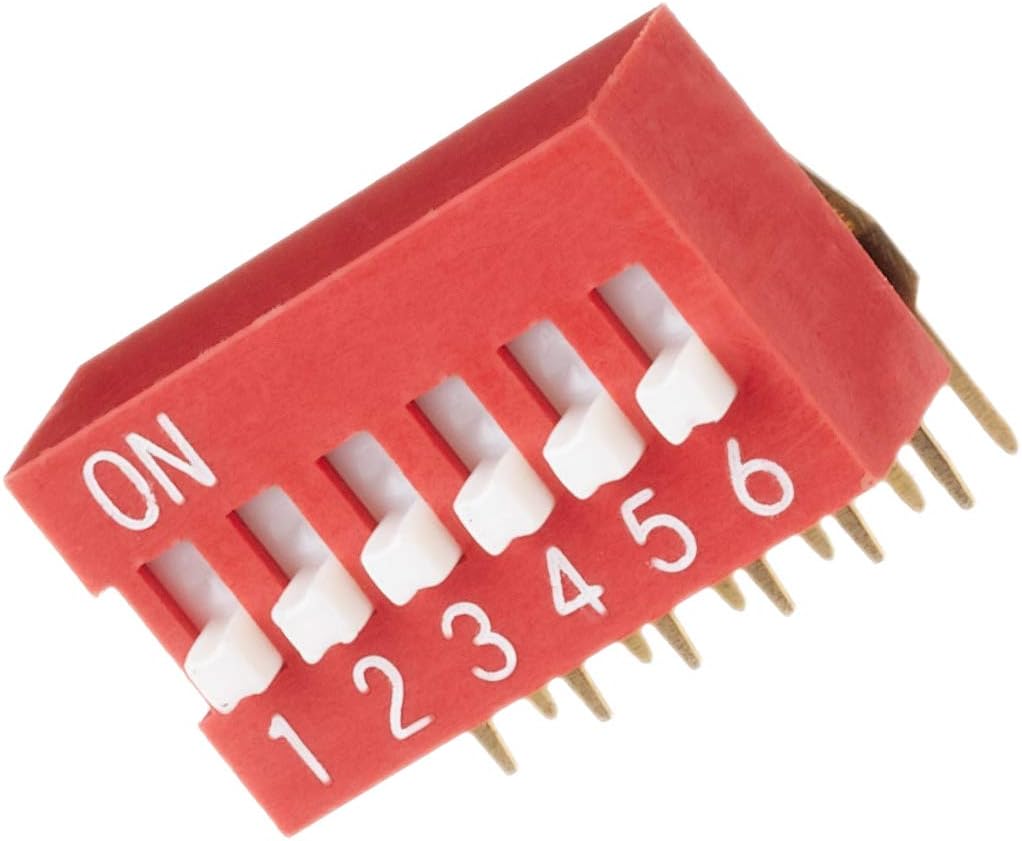 DeLock DIP Slide Switch 6-Digit 2.54 mm Grid Mass THT Angled Red Pack of 5