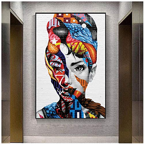 cuadros decoracion salon Street Graffiti Wall Art Pictures Impresiones en lienzo Arte pop abstracto Pinturas en lienzo para niñas para decoración del hogar Sin marco 23.6x31.5in (60x80cm) x1pcs Sin m Cover