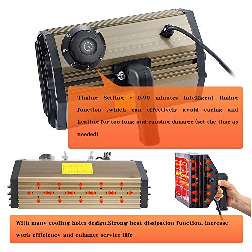 Datouboss 1000W Shortwave Infrared Paint Curing Lamp Infrared Paint Drying Lamp Infrared Heater Infrared Paint Lamp Car Body Rerpair Tool 110V #TOP2