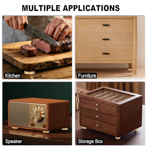 4 piezas de pies para tabla de cortar en latón con almohadillas antideslizantes y tornillos (hardware extra) – pies antivibración para tablas de cocina, protección contra rayones en encimeras, sillas y armarios – 1,18 x 0,39 pulgadas miniatura 6