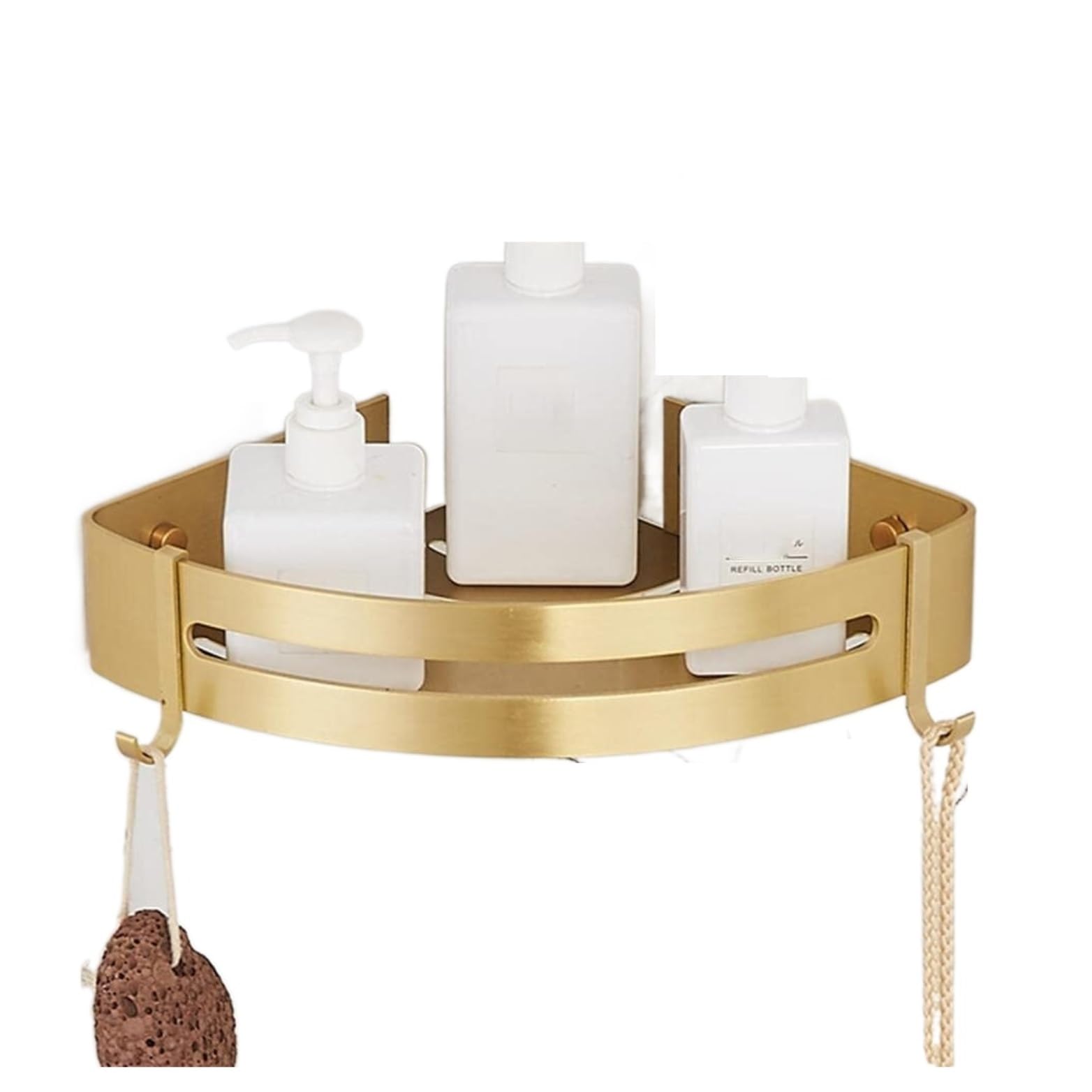 AZHKJKZH Shower Shelf Wall Mounted Shower Shelves With Hook Basket No Drilling Space Aluminum Bathroom Accessories(Gold1,1pcs)