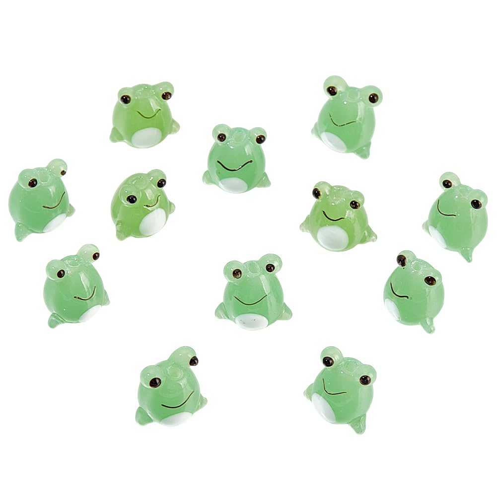 Perles rondes en forme de grenouille en verre de 15 mm pour la création de bijoux DIY - Lot de 12