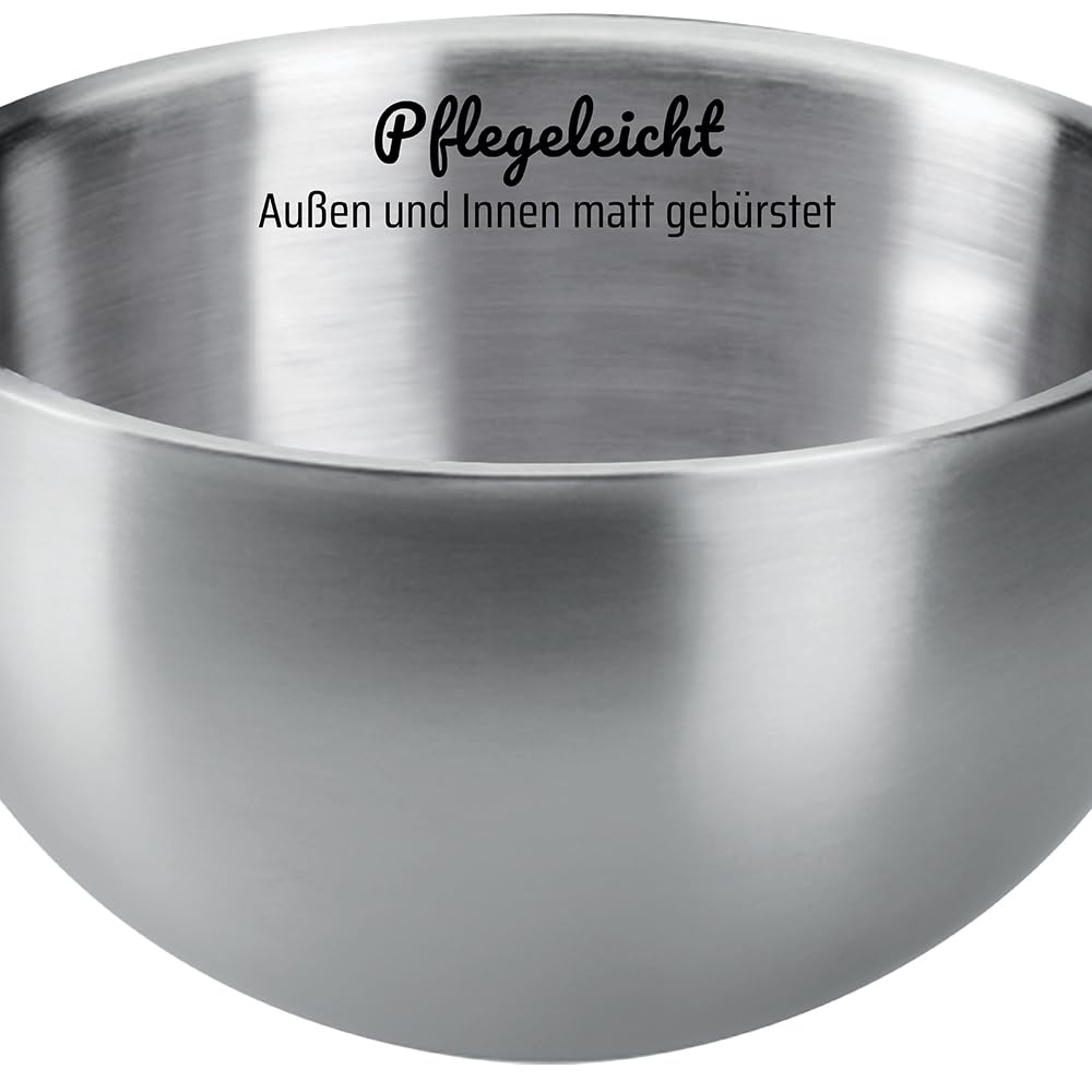 GSW Servier-Thermoschüssel – hochwertiges Servierschüssel-Set bestehend aus 3 Schüsseln mit Deckel, doppelwandige Isolierung warm und kalt – Edelstahl, rostfrei, 6-teilig, Silber