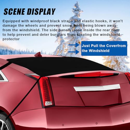 Image of Car Rear Windshield Snow Cover, 57x35 Inch Anti Ice Frost Rear Windshield Protector, Windproof Oxford Back Window Cover, Winter Car Accessories for Cars, Trucks, SUVs, Lorries