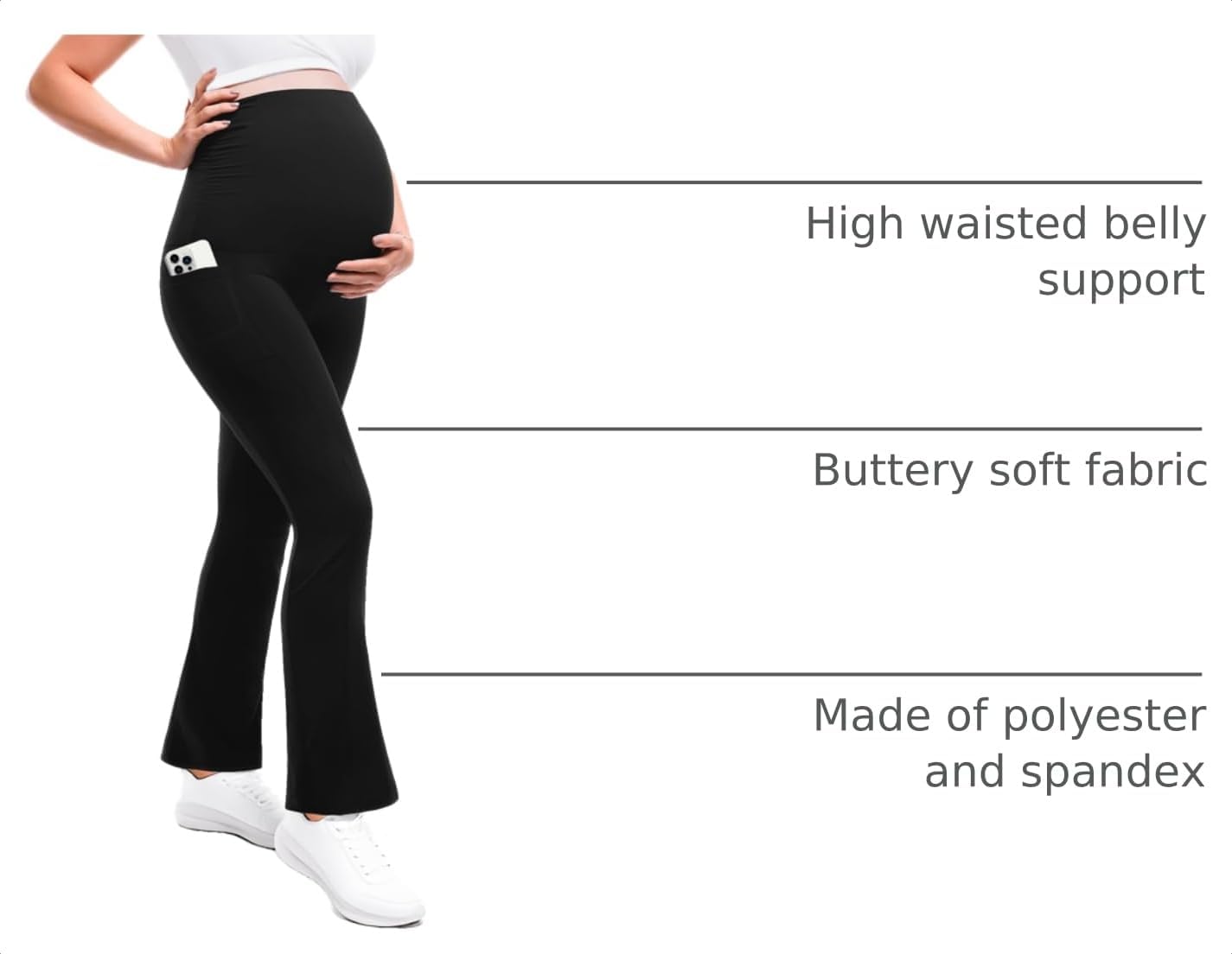 Leafigure Maternity Flare Leggings with Pockets image 4