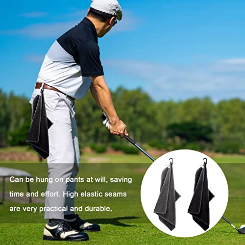 AWAVM 2 Pcs Golf Towels Absorbent Cleaning Towels Multifunction Towels with Carabiner for Golf Bags Fitness Sport Outdoor Yoga(2 Colors), Black - Image 5