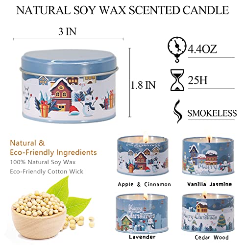 Calm Life Scented Candles Christmas Gift Set For Home Women, Soy Wax Lavender, Vanilla&Jasmine, Apple&Cinnamon And Cedar Aromatherapy Stress Relief Candles, 4X4.4Oz Scented (Calf-Christ-4X4.4Oz) #TOP4