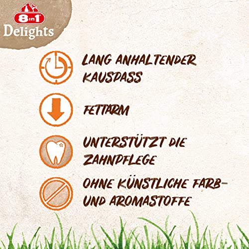 8in1 Delights Chicken Knochen XS - gesunde Kauknochen für mini Hunde, hochwertiges Hähnchenfleisch eingewickelt in Rinderhaut, 21 Stück