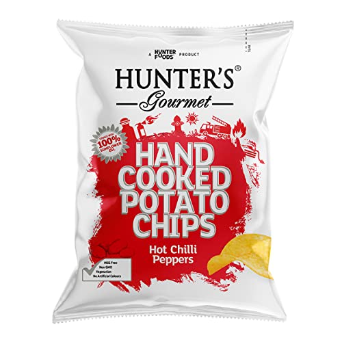 Hunter's Gourmet Hot Chilli Peppers Hand Cooked Potato Chips 125g