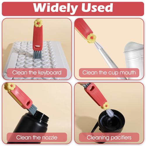 Image of 3 in 1 Cup Lid Cleaning Brush,Portable Cup Lid Cleaner 3 in 1 Multifunctional Crevice Cleaning Brush for Cuplid Bottle Gap Tight Spaces,3 Pcs