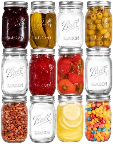 Ball Regular Mouth Mason Jars 32 oz. (12 Pack) - Quart Size Jars ...
