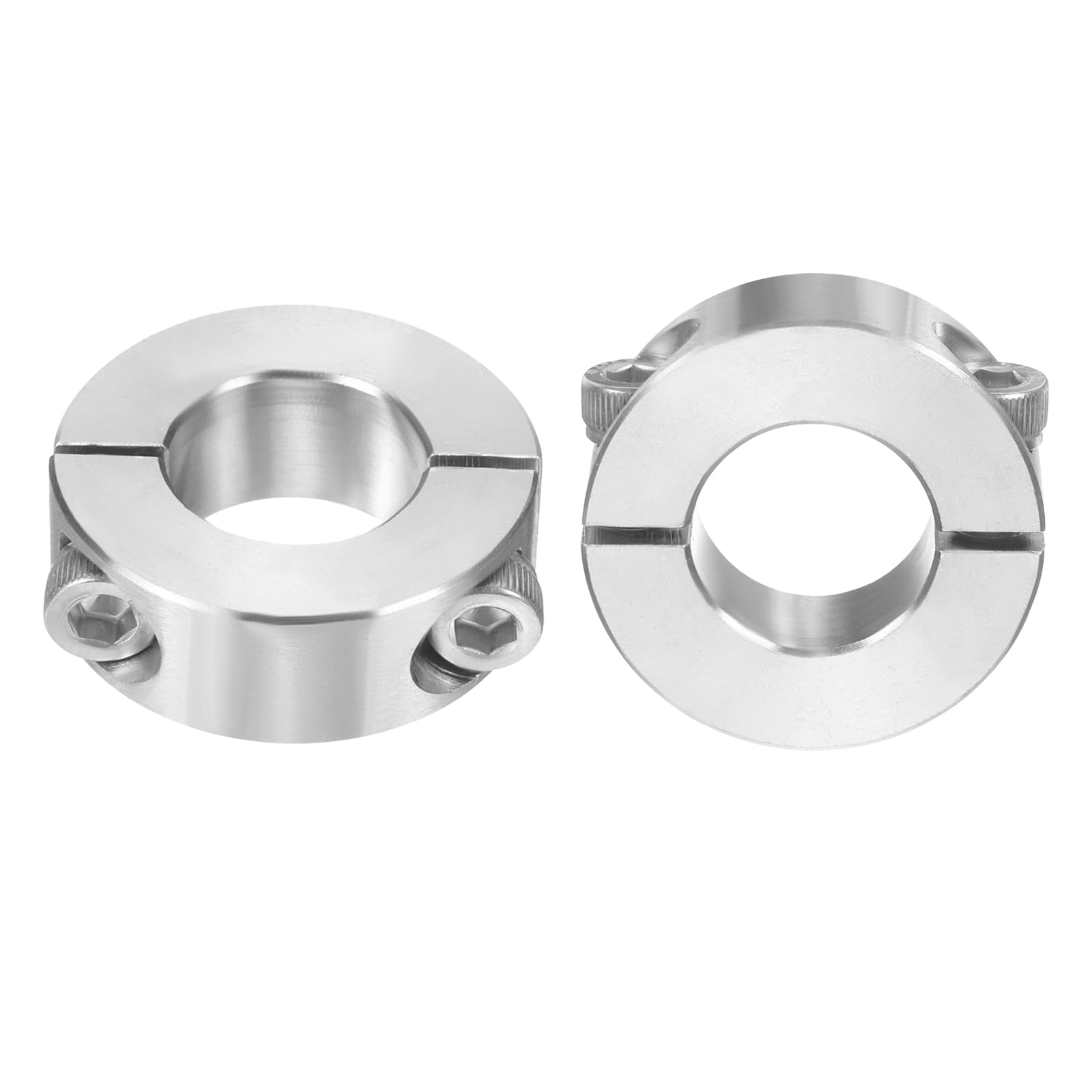 sourcing map Doppelter geteilter Schaftkragen, 20 mm Bohrung, zweiteiliger Spannkragen, 40 mm Außendurchmesser, 15 mm Dicke, 304 Edelstahl, Spaltmanschette, 2 Stück