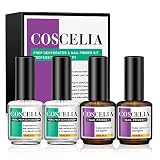 Nail Primer and Dehydrator for Acrylic Nails 4 Pcs 15ML Professional Fast Air Dry Gel Nail Prep Dehy