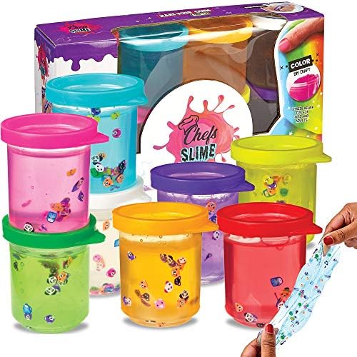 ChefSlime | Jumbo Pack, 8 Containers | Included of Stretchy Non Sticky Mud Slime Putty - Stress Relief | Super Soft | Fluffy & Squishy Sludge Sensory Toy Mixed with Animal Beads for Kids & Adults
