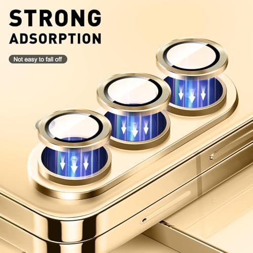 Image of TechTrendz Camera Lens Protector Ring for Samsung Galaxy Z Fold 7 Camera Aluminum Alloy Rings, Ultra-HD Full Coverage Anti Scratch Metal Ring (3 Ring Included) (Golden)