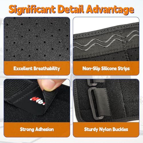 hiball adjustable thigh and hamstring compression sleeve with 3 pressure straps thigh brace for women men non-slip hamstring compression wrap quad support bandage upper leg brace for pulled groin