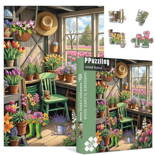 Flower Plant Garden Puzzle 1000 Piezas para Adultos, Rompecabezas Botánico de Invernadero Colorido, Rompecabezas Floral Desafiante para Decoración de Pared
