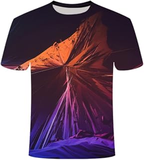 GHJYU T Shirts For Men Uk, Unisex 3D Printed T Shirt Casual Iceberg Geometric Fragment Print Summer Graphic Tee Soft Short Sleeve O-Neck Tshirts For Men Women Teens Blouse Tops