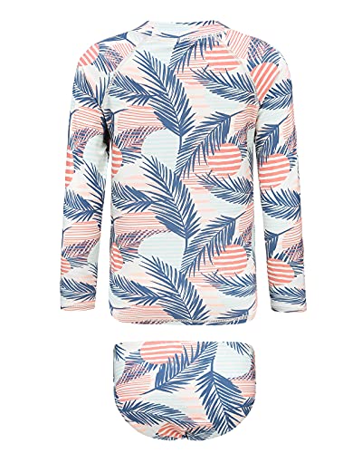 Image of Girls Two Piece Rash Guard Swimsuits Set Long Sleeve Bathing Suit with UPF 50+ Sun Protection Kids Sunsuits Swimwear Set