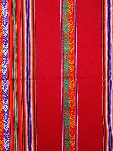 Tablecloth Art Break Inka Peruvian Fabric Native Table Cover 48 Inches X 42 Inches Peru Bolivia Ecuador (Red), Medium, Tc001 #TOP1