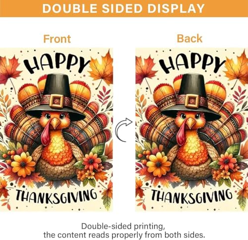 Chwglfgg Thanksgiving Turkey Garden Flags For Outside 12X18 Double Sided,Fall Garden Flag For Outside Decor Autumn,Halloween Front Porch Small Yard Flags Fall Outdoor Decorations thumb #6