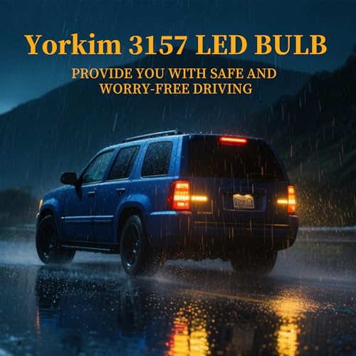 Yorkim Canbus 3157 Turn Signal Light Bulbs, Anti Hyper Flash, 3156 LED Bulb Amber with Cooling fan, 500% Brighter 3156 3057 4157 4114 LED Bulb, Pack of 2 by Yorkim - Image 7