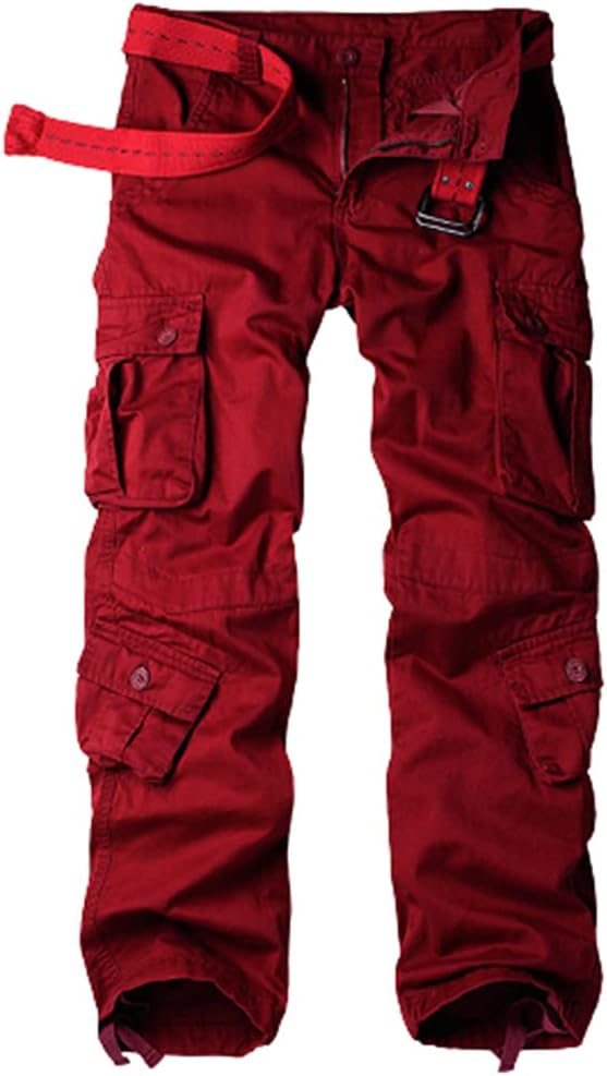 KEHAIOO Men's Cotton Military Cargo Pants, 8 Pockets Casual Work Combat Trousers, Military Army Camo Cargo Pants Plus Size