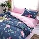 Homewish Flamingo Bettbezug 135x200 Rosa Flamingo Bettbezug Süßes Tier Blumen Flamingo Bettwäsche-Set für Jungen Mädchen Kinder Frauen Weiche Mikrofaser Wende Bettwäsche mit 1 Kissenbezug, Blau
