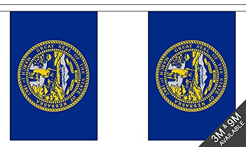 Flagtex Nebraska Fabric Bunting – 9m with 30 Flags – Indoor & Outdoor Decoration – String Flags Banners NE State USA American Midwest Great Plains