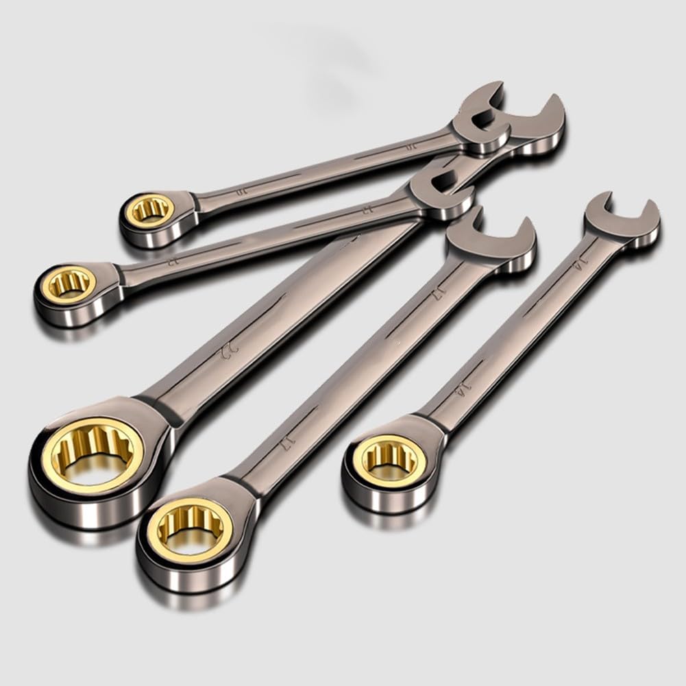 Set di chiavi a cricchetto con sgancio rapido e design Torx a doppio scopo, in acciaio al cromo vanadio a 72 denti, per riparazioni di casa, auto ed elettrodomestici, nero, 8/10/12/19 pezzi, 19