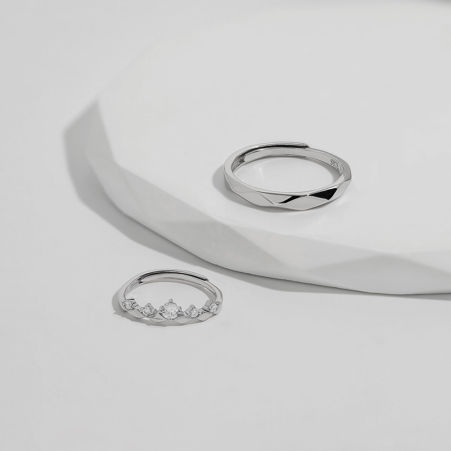 Meissa Juego de Anillos a Juego de Plata de Ley para Hombres y Mujeres, Anillos de Compromiso, Promesa y Boda con Banda de Diamante de Corte Princesa