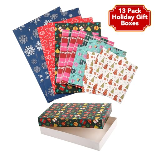 NUJOVI-13-Piece-Christmas-Gift-Boxes-with-Lids-Beautiful-Assorted-Boxes-for-Wrapping-Gifts-with-4-inch-Deep-Robe-Boxes-and-8x8x4-Gift-Box-Gift-Boxes-for-Presents-Shirt-Robe-Lingerie-etc