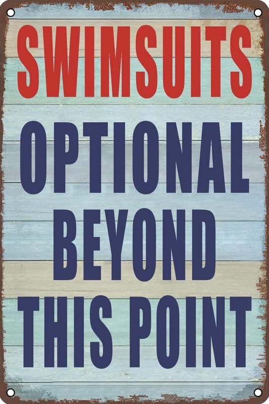 Pool Sign Swimsuits Optional Beyond This Point Metal Tin Sign Pool Rules Sign for Outdoor Funny Decor Vintage Wall Decor for Home Bathroom Garden Man Cave Bars Sign 6x8 Inch