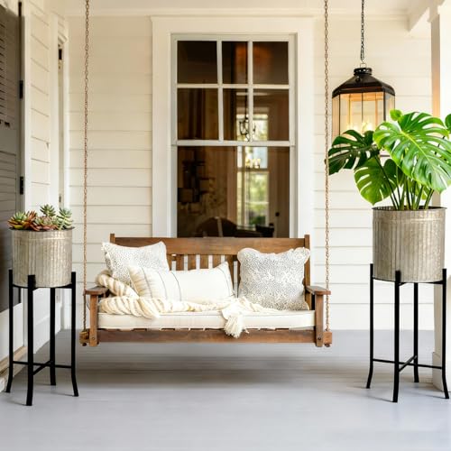 MorningRo Set of 3 Standing Planters 12.8'' 11.5'' 9.5'' Corrugated Galvanized Planters Farmhouse Rustic Plant Stand Metal Flower Pot for Indoor Outdoor Plants Garden Patio Porch Balcony by MorningRo - Image 7