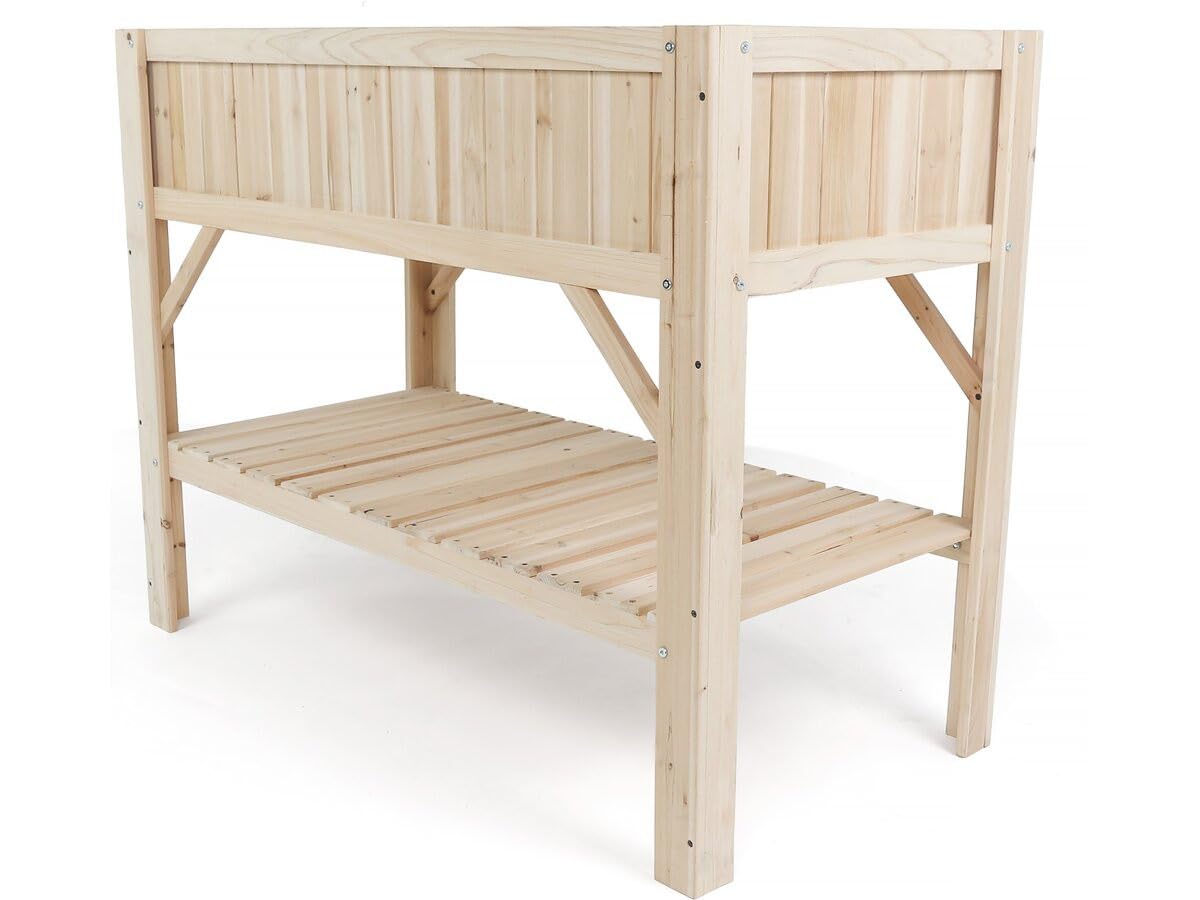 Carré potager en bois sur pieds "Magnolia" - 115 x 57 x 90 cm - Beige