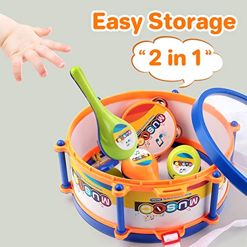 Deao Drum Set For Kids With 2 Drum Sticks And Microphone, Musical Instruments Playset, Birthday Gift For 3-12 Years Old Boys And Girls, Toddler Toys #TOP3
