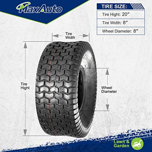 Maxauto 20X8.00-8 Lawn Mower Tires 20X8X8 Lawn Tractor Tire 20X8-8Nhs Riding Mower Tires, 4 Ply Tubeless Tire, 965Lbs Capacity, Set Of 2 #TOP4