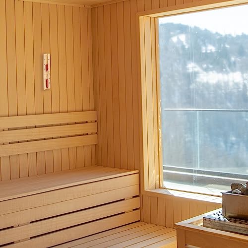 TFA Dostmann Analoge Sauna Sanduhr 15 Minuten, 40.1058.11, aus hitzebeständigen Materialen Kiefer und Glas, perfekt als Sauna-Zubehör, roter Sand, braun