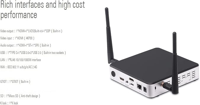 Geniatech APC820 Android 10.0 Smart TV Box Mini PC,Hexa-core Digital Signage Player, 4K HD WiFi Video Player,RK3399 Box PC for Industrial/Commercial