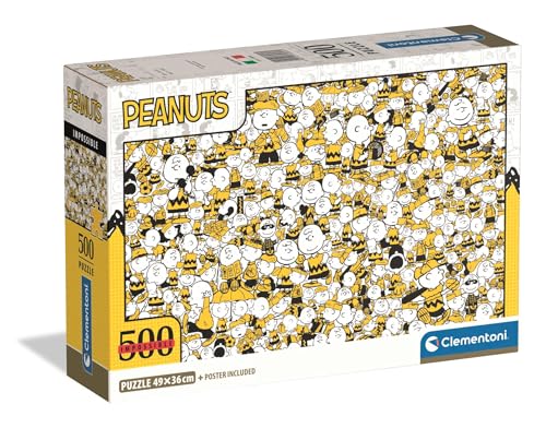 Clementoni – Puzzle 500 Pièces Impossible Snoopy – 14 Ans et + – Jeu de société défi Expert – Idée Cadeau