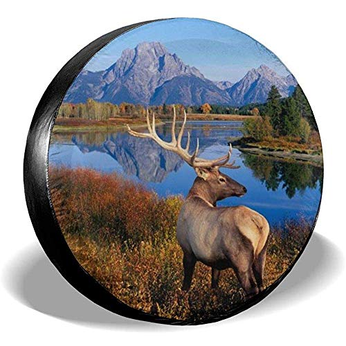 Couvre-pneus de rechange pour enjoliveurs de protection solaire universels antipoussière universels en polyester Elk Moon pour camion SUV remorque Jeep et de nombreux véhicules de 14 à 17 pouces Cover