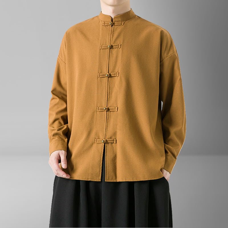 Chemise style chinois homme à manches longues rétro chic Guofeng - 2