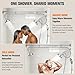 Tandem Shower Head for Couples, Dual Shower System with Sliding & 180°Rotation, Tool-free installation of a three-head silver shower with 3 spray modes