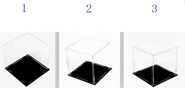 MEEC Vitrine en Acrylique Transparent, Boîte de Comptoir de Montage avec Base Noire, Vitrine de Protection Anti-Poussière Pour Figurines d'action, Jouets à collectionner (15x15x25CM) 001# - 5