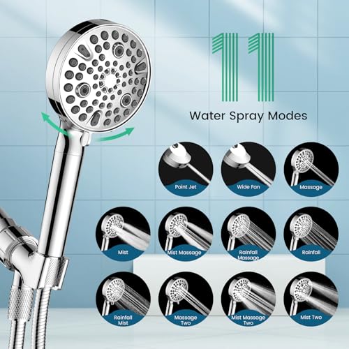 Regadera filtrada FEELSO con mango, alta presión y 11 modos de rociado | Filtra agua dura, elimina cloro y alivia piel seca e irritada, boquillas antitaponamiento y control instantáneo del agua miniatura 6