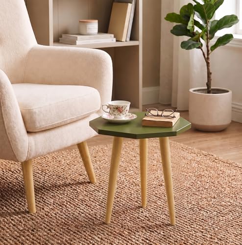 Image of UHUD CRAFTS Multipurpose Wooden Foldable Side Table /End Table /Plant Stand /Stool for Living Room & Bedroom | Kids Play Furniture Table - Olive Green